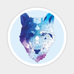 Geometric Blue Wolf Digital Painting Magnet